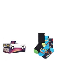 HAPPY SOCKS KIDS CAR Coffret cadeau 3 paires de chaussettes bleu clair - Chaussettes unisexes - 1