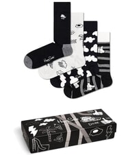 HAPPY SOCKS BLACK AND WHITE Coffret cadeau de 4 paires de chaussettes 9100 - Chaussettes pour hommes - 1