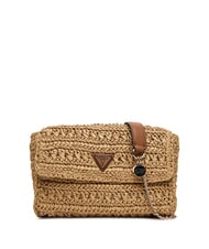 GUESS IRENE Sac bandouli&egrave;re tiss&eacute;, sac port&eacute; crois&eacute; naturel / cognac - Sacs pour Femme - 1