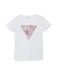 GUESS KIDS T-shirt en coton imprim&eacute; et orn&eacute; de strass blanc pur multicolore - Tee-shirt enfant - 1