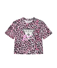 GUESS KIDS T-shirt &agrave; manches courtes pour filles combinaison rose l&eacute;opard - Tee-shirt enfant - 1