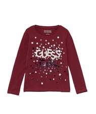 GUESS KIDS T-shirt &agrave; manches longues pour filles avec imprim&eacute; salle de bal rouge - Tee-shirt enfant - 1