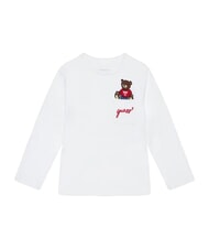 GUESS KIDS Chemise &agrave; manches longues avec un ours en peluche blanc pur - Tee-shirt enfant - 1