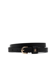 TOMMY HILFIGER TH LOGO Ceinture fine en cuir pour femme noir - Ceintures - 1