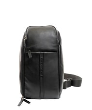 PIQUADRO X1 Sac &agrave; dos en cuir &agrave; une bandouli&egrave;re Noir - Sacs en Bandouli&egrave;res pour Homme - 1