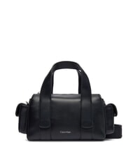CALVIN KLEIN SIGNATURE LOGO STRAP Sac &agrave; main avec bandouli&egrave;re noir / vieil argent - Sacs pour Femme - 1