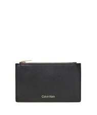 CALVIN KLEIN EMBOSSED LOGO Porte-carte plat noix de coco noire/grill&eacute;e - Portefeuilles Femme - 1