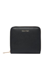 CALVIN KLEIN EMBOSSED LOGO Petit portefeuille zipp&eacute; noix de coco noire/grill&eacute;e - Portefeuilles Femme - 1