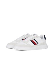 TOMMY HILFIGER LIGHT CUPSOLE MIX Baskets en cuir blanc brillant/andorre - Chaussures Homme - 1