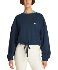 TOMMY HILFIGER TJW Sweat-shirt &agrave; col rond pour femme avec cordon de serrage marine nuit noire - Sweat-shirts pour femmes - 1