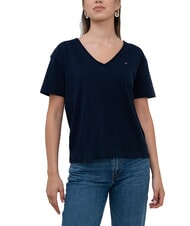 TOMMY HILFIGER TH T-shirt &agrave; col en V coupe d&eacute;contract&eacute;e - T-shirt