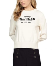 TOMMY HILFIGER TH Pull &agrave; col rond avec logo p&eacute;tale d'ivoire - Chandails pour femmes - 1