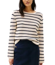 TOMMY HILFIGER POINTELLE CROCHET Pull ray&eacute; l&eacute;ger porcelaine blanche &agrave; rayures bleues - Chandails pour femmes - 1