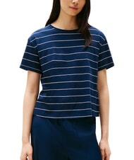 TOMMY HILFIGER TH MODERN T-shirt imprim&eacute; en lin m&eacute;lang&eacute; Breton &eacute;cru/bleu marine nuit stp - T-shirt - 1