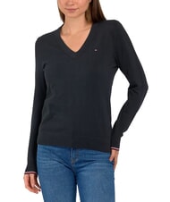 TOMMY HILFIGER TH Pull &agrave; col en V pour femme ck noir - Chandails pour femmes - 1