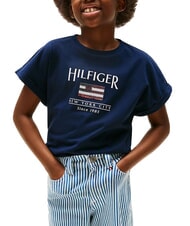 TOMMY HILFIGER KIDS BIMBA T-shirt &agrave; manches courtes coupe d&eacute;contract&eacute;e marine nuit noire - Tee-shirt enfant - 1
