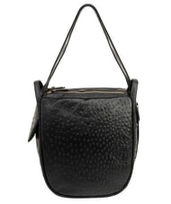 LESAC TRIO sac &agrave; dos en cuir d'autruche Autruche noire - Sacs pour Femme - 1