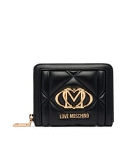 LOVE MOSCHINO EMBOSSED portefeuille zipp&eacute; de taille moyenne Noir - Portefeuilles Femme - 1