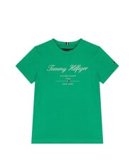TOMMY HILFIGER TH KIDS T-shirt &agrave; manches courtes pour enfants avec imprim&eacute; Vert olympique - Tee-shirt enfant - 1