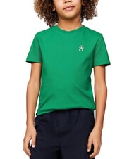 TOMMY HILFIGER TH KIDS T-shirt &agrave; manches courtes avec &eacute;cusson logo Vert olympique - Tee-shirt enfant - 1