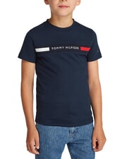TOMMY HILFIGER TH KIDS T-shirt &agrave; manches courtes avec logo brod&eacute; marine nuit noire - Tee-shirt enfant - 1