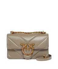 PINKO LOVE ONE MINI sac bandouli&egrave;re en cuir noyer-or antique - Sacs pour Femme - 1