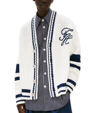 TOMMY HILFIGER TH Gilet en coton &agrave; boutons &eacute;cru - Pulls pour hommes - 1