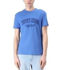 TOMMY HILFIGER TH JEANS T-shirt &agrave; manches courtes brod&eacute; temps bleu - T-shirt - 1