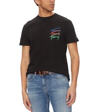TOMMY HILFIGER TH JEANS T-shirt &agrave; manches courtes avec logos multicolores noir - T-shirt - 1