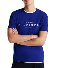 TOMMY HILFIGER TH T-shirt en coton &agrave; manches courtes bleu en coin - T-shirt - 1