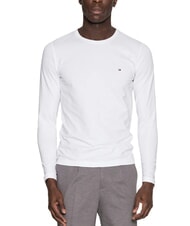 TOMMY HILFIGER TH T-shirt &agrave; manches longues en coton stretch blanc - T-shirt - 1