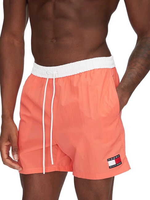 TOMMY HILFIGER TH Short de bain bicolore coquelicot rose - Maillots de bain