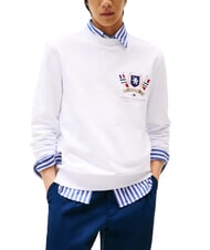 TOMMY HILFIGER TH Sweat-shirt en coton &agrave; col rond avec embl&egrave;me blanc - Pulls molletonn&eacute;s - 1