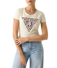 GUESS LEO TRIANGLE T-shirt &agrave; manches courtes blanc perle - T-shirt - 1