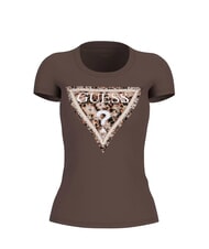 GUESS LEO TRIANGLE T-shirt &agrave; manches courtes caf&eacute; noir - T-shirt - 1