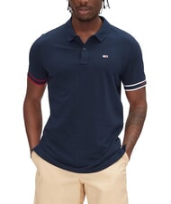 TOMMY HILFIGER TH JEANS Polo &eacute;lastique &agrave; manches courtes avec logo marine nuit noire - chemise polo - 1