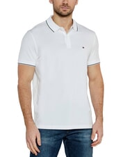 TOMMY HILFIGER TH polo &agrave; manches courtes avec passepoil blanc - chemise polo - 1