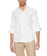 TOMMY HILFIGER TH chemise &agrave; manches longues coupe ajust&eacute;e blanc optique - Chemises pour hommes - 1