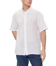 TOMMY HILFIGER TH chemise en lin &agrave; manches courtes coupe classique blanc optique - Chemises pour hommes - 1
