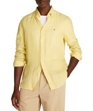 TOMMY HILFIGER TH chemise en lin &agrave; manches longues coupe classique citronnelle - Chemises pour hommes - 1