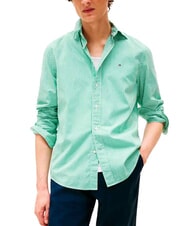 TOMMY HILFIGER TH chemise en coton ray&eacute;e bloc de couleur vert beige - Chemises pour hommes - 1