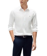 TOMMY HILFIGER TH Chemise en coton stretch &agrave; manches longues blanc classique - Chemises pour hommes - 1