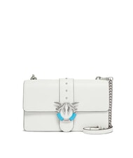PINKO LOVE ONE Sac bandouli&egrave;re &agrave; rabat nuage blanc mat argent - Sacs pour Femme - 1