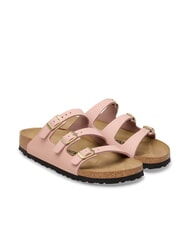 BIRKENSTOCK FLORIDA pantoufle en cuir nubuck &agrave; 3 bandes rose tendre - Chaussures Femme - 1