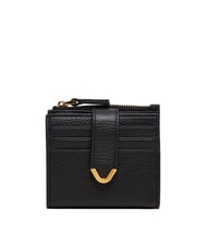 COCCINELLE DEW Portefeuille compact en cuir martel&eacute; Noir - Portefeuilles Femme - 1