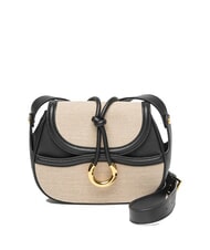 COCCINELLE CARMY CANVAS sac bandouli&egrave;re en cuir et toile naturel / noir - Sacs pour Femme - 1