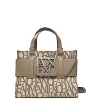 ARMANI EXCHANGE LOGO ALL OVER Petit sac avec bandouli&egrave;re sable sonore / basse brune - Sacs pour Femme - 1