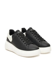 ARMANI EXCHANGE SUPER MINI-TUMBLED Baskets noir + blanc cass&eacute; - Chaussures Femme - 1