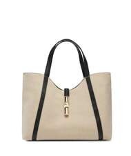 FURLA CAMPIONARIO - GOCCIA sac bandouli&egrave;re en toile naturel + noir - Sacs pour Femme - 1
