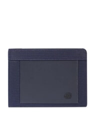 PIQUADRO ORION Portefeuille en cuir et tissu recycl&eacute;s bleu - Portefeuilles Homme - 1